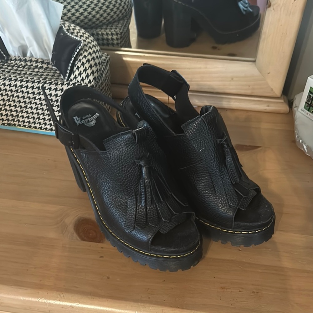 Dr. Martens Black Leather Heeled Shoes